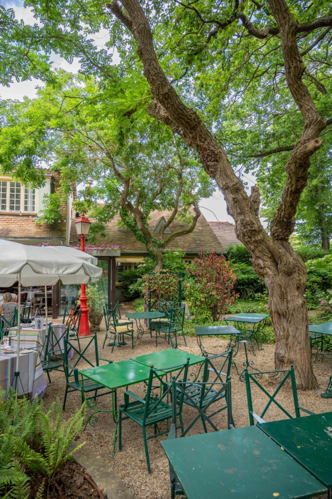 terasse du restaurant avec beaucoup d'arbres 