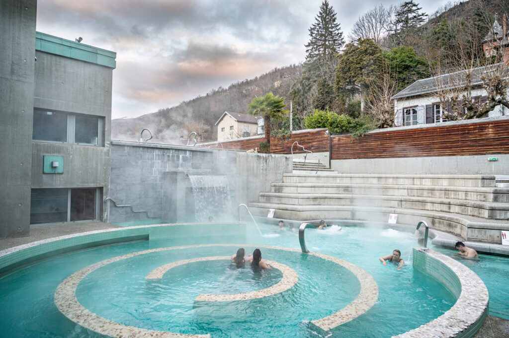 Les bains du Couloubret à Ax-les-Thermes en Ariège, détente après une journée de ski 