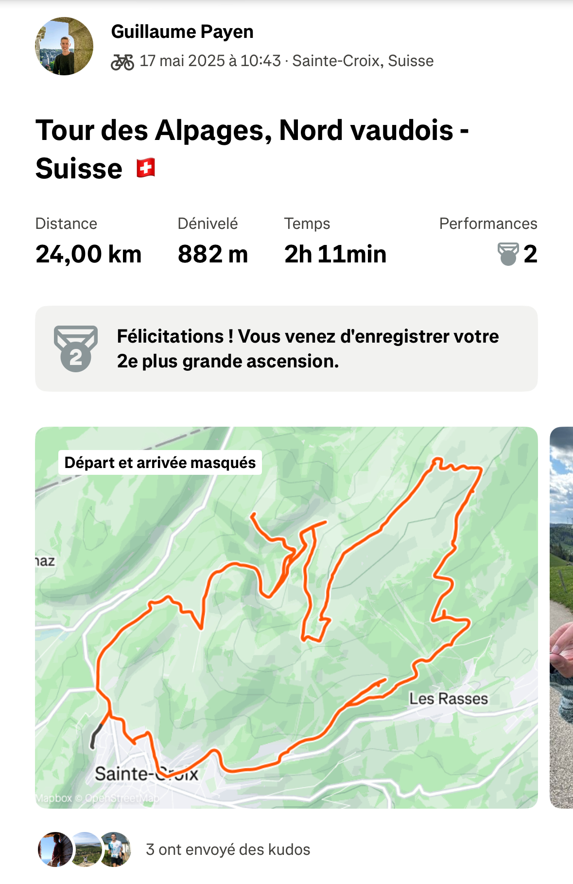 Carte avec tracé GPS Le Tour des Alpages depuis Sainte-Croix Carte avec tracé GPS Le Tour des Alpages depuis Sainte-Croix