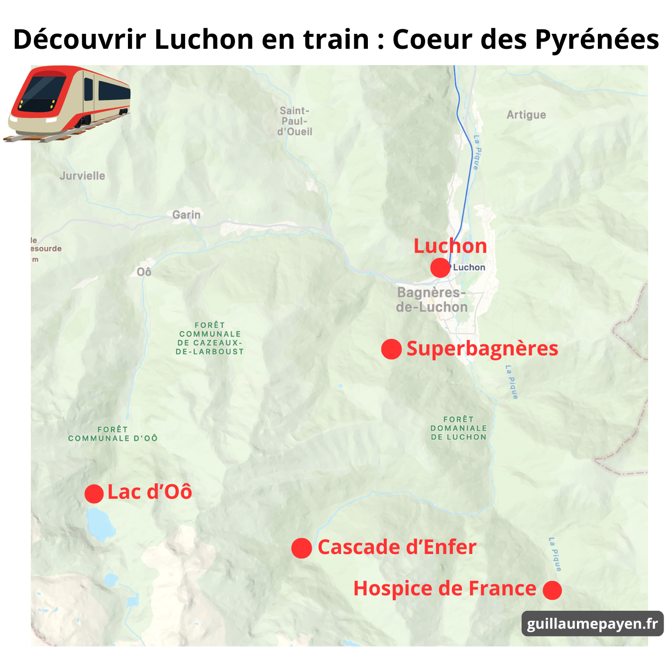 Carte découvrir Luchon en train Carte découvrir Luchon en train