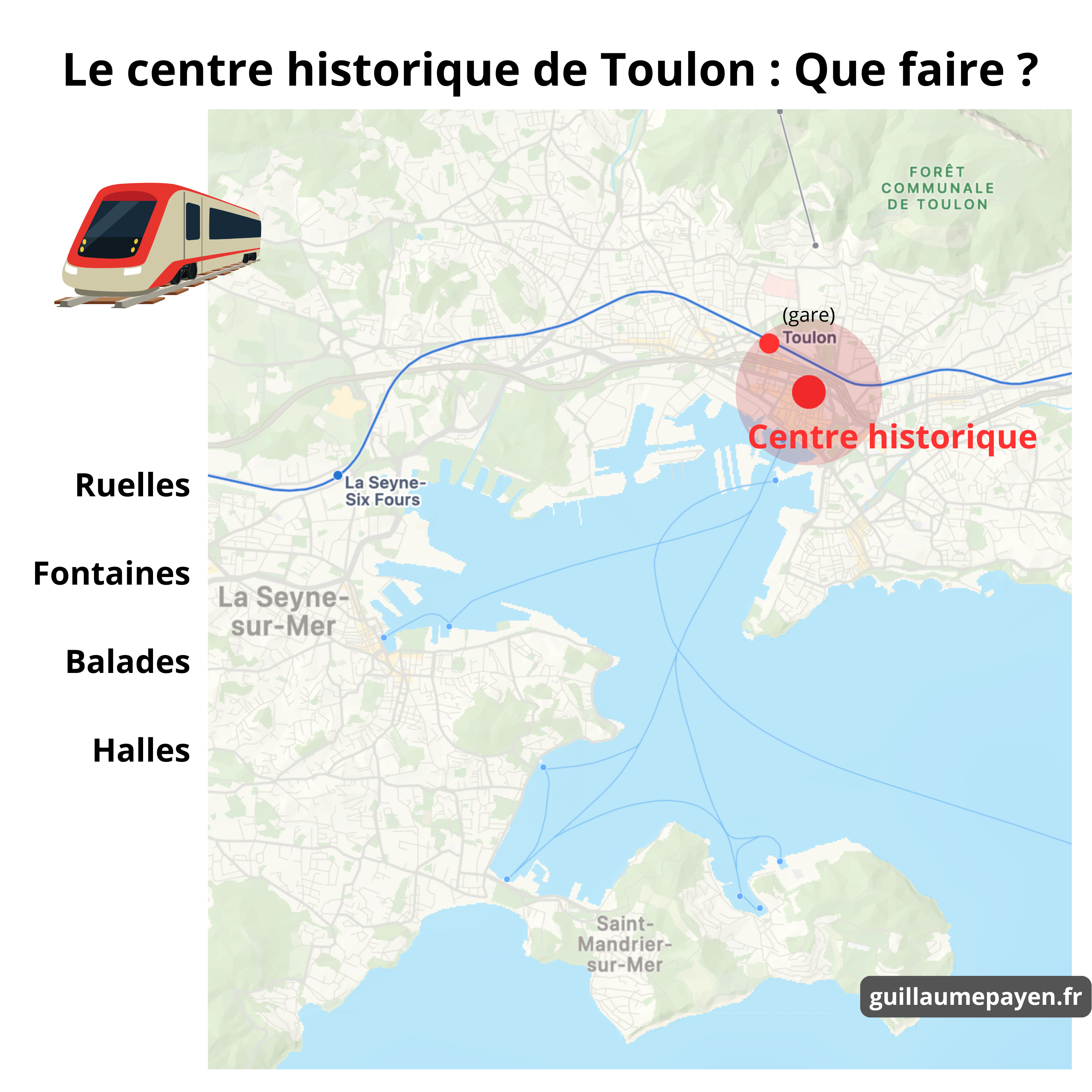 Carte pour venir en train à Toulon Carte pour venir en train à Toulon