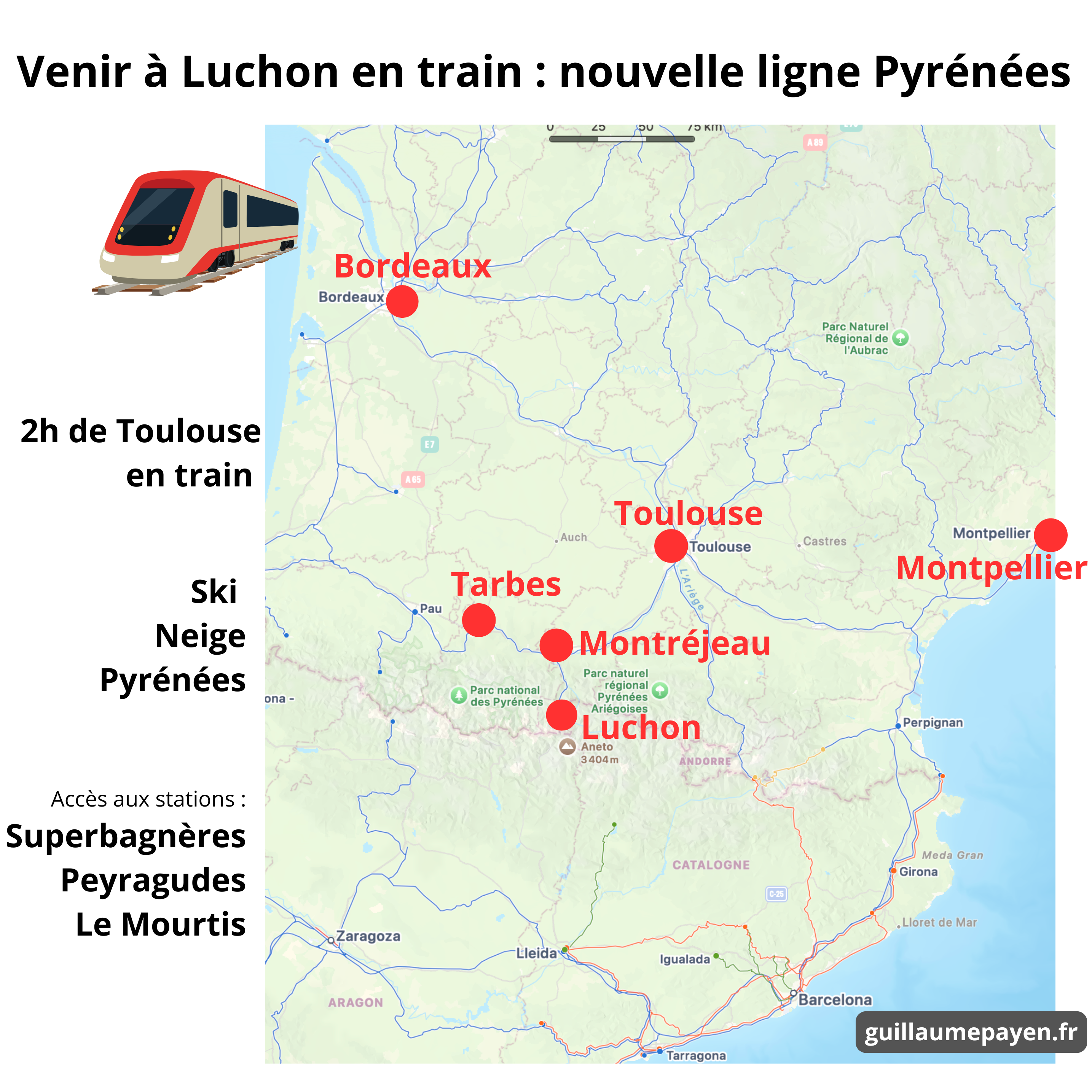 Carte accès en train Luchon